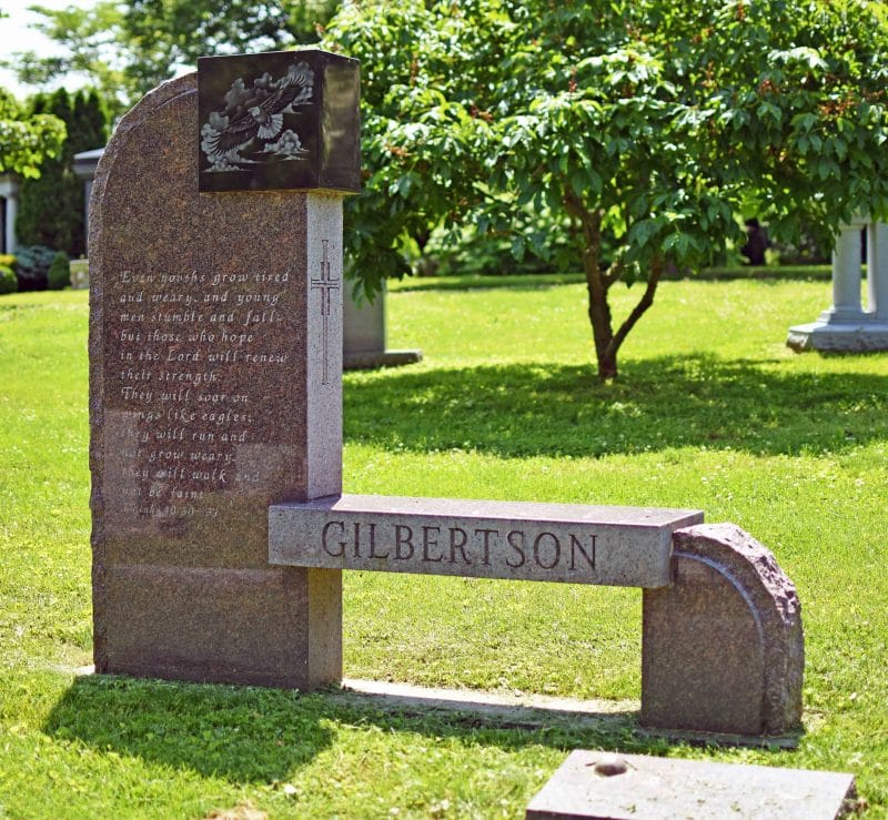 Gilbertson Bench Memorial with Bald Eagle Etching