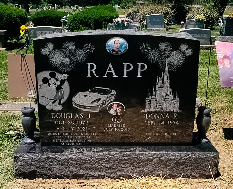 Rapp Black Granite Memorial with Porcelain Portrait