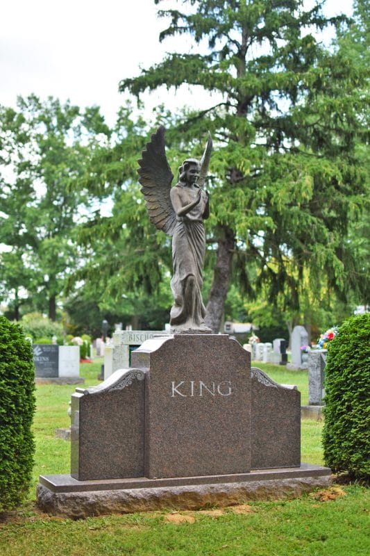 King Gravestone with Bronze Angel Statue