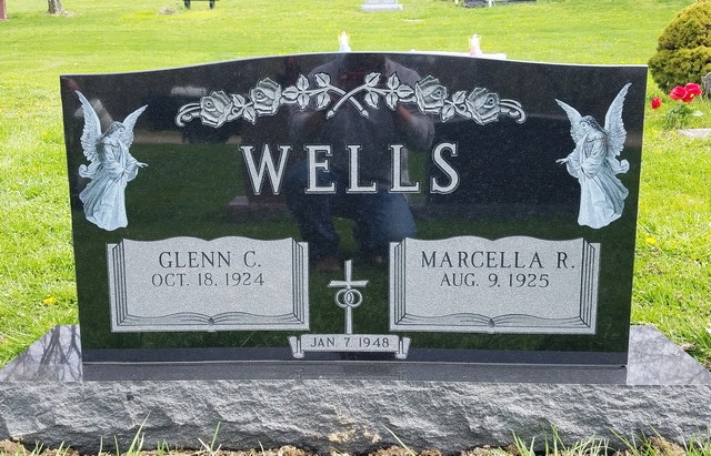 Wells Angel Etchings on Black Granite