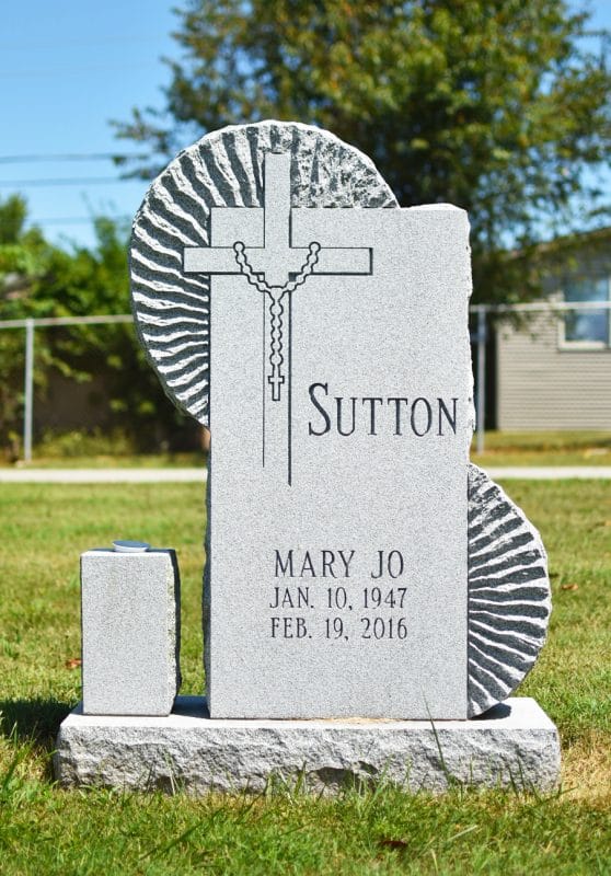 Sutton Cremation Monument with Starburst Carving Design