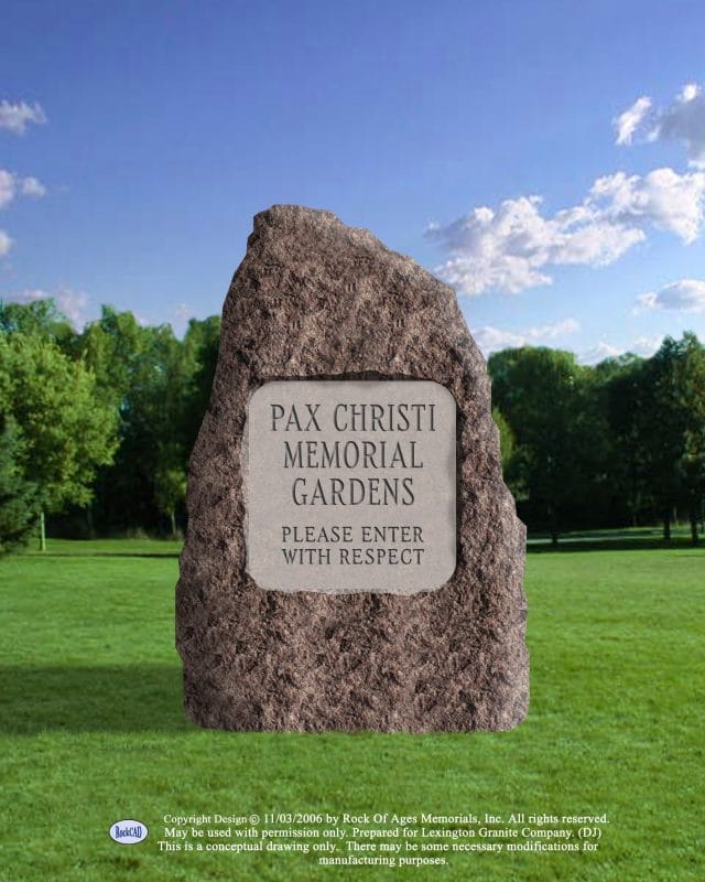 Pax Christi Memorial Gardens Granite Sign