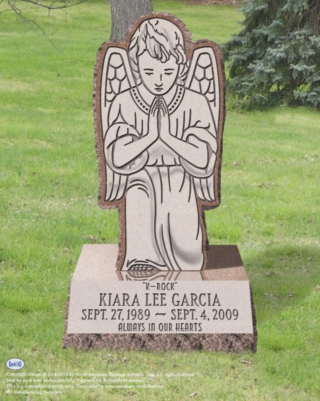 Garcia Praying Angel Infant and Child Headstone