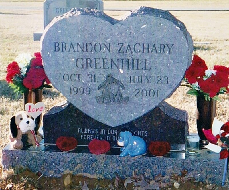 Greenhill Heart Infant and Child Headstone with Eeyore Carving