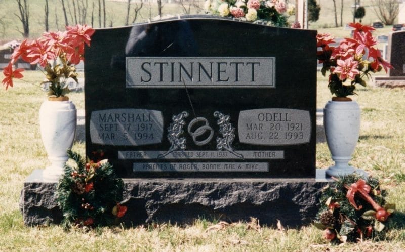 Stinnett Black Memorial with Marble Double Vase